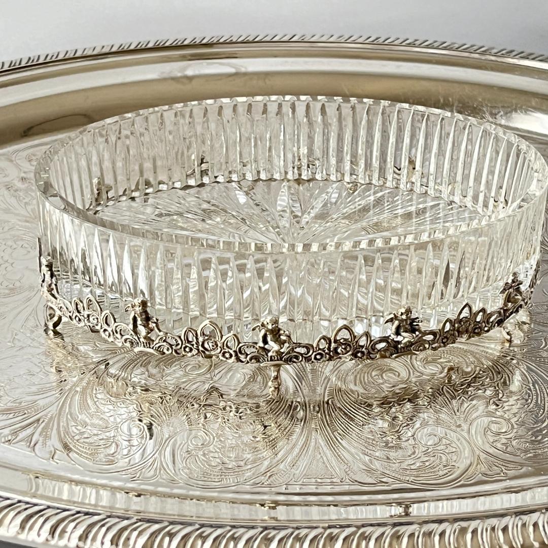 【ALBO】【純銀 / ガラス】天使と薔薇 オーバルのオーナメント 16.5cm