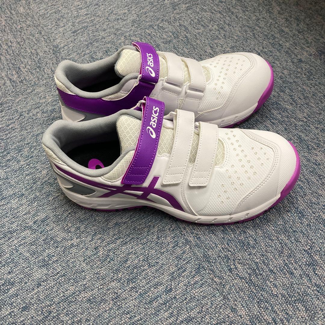 asics 安全靴 ホワイト/パープル ベルト式