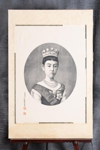 明治26年 ★『明治皇后陛下肖像画』★高精細な肖像画 ！ 約97×64cm