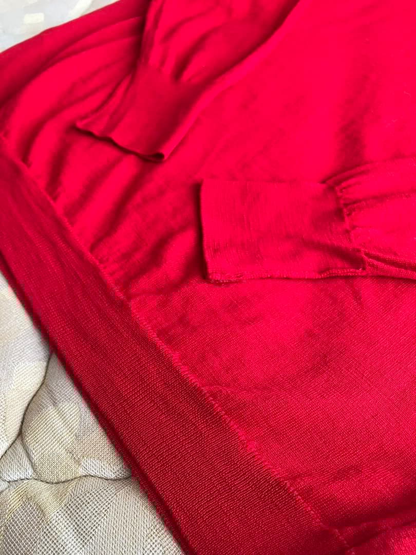 JOHN SMEDLEY ウール 30G タートルネックニット レッド S