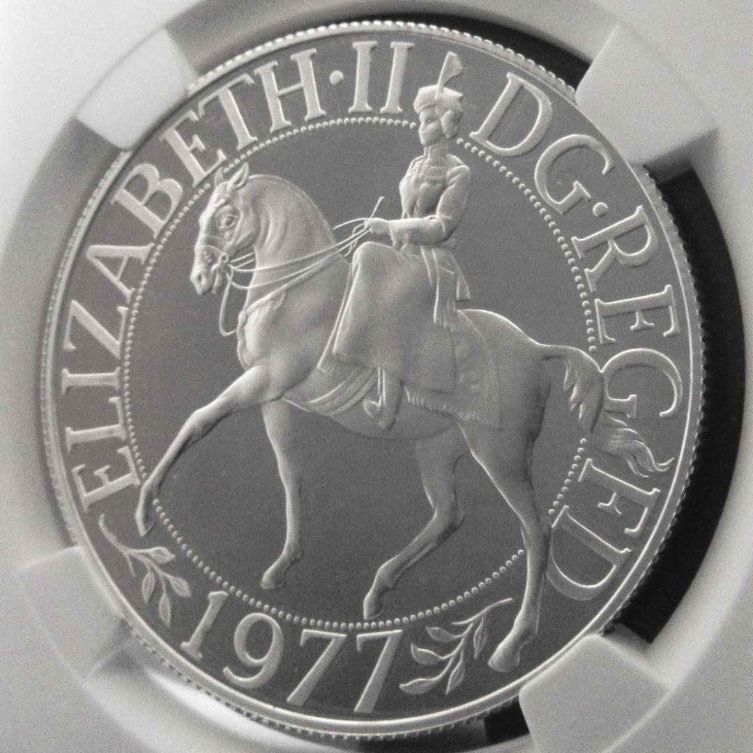 1977 イギリス 25ペンス銀貨 シルバージュビリー NGC 
