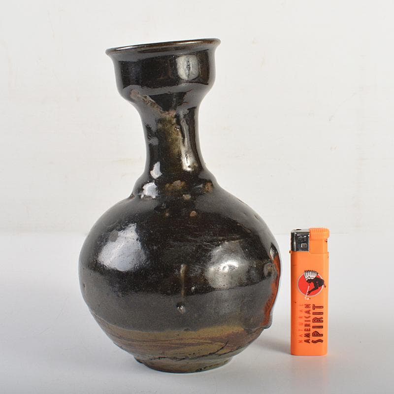 朝鮮美術　李朝　黒高麗　碗口瓶　C　R7411