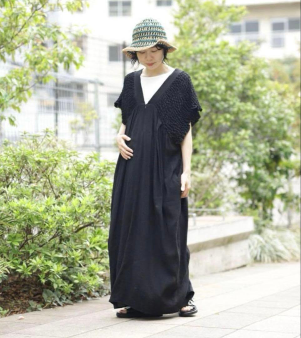 【産前・産後対応】マタニティ／シャーリングVワンピース　レプシィム