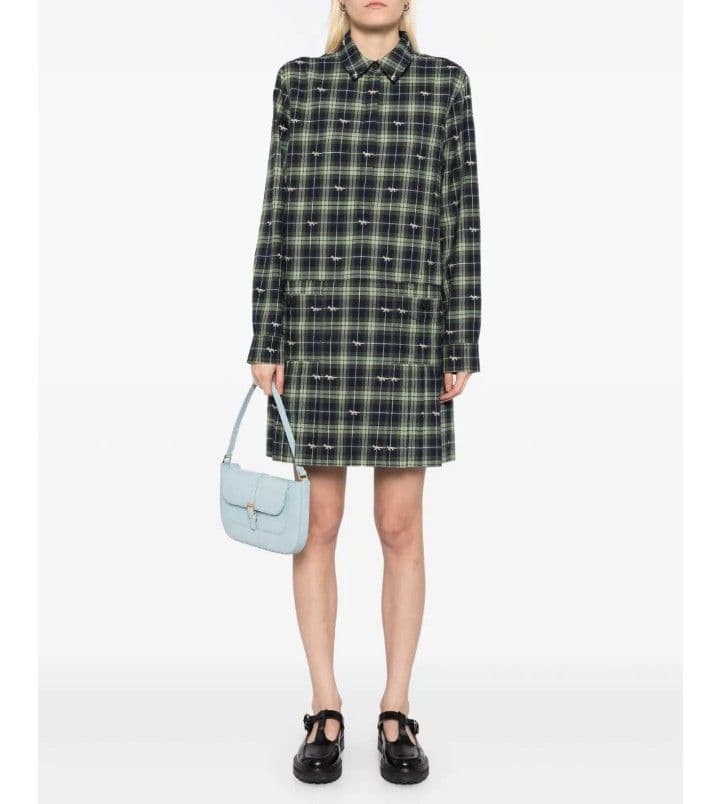 【未使用】Maison Kitsuné　プリーツ　格子柄　シャツワンピース