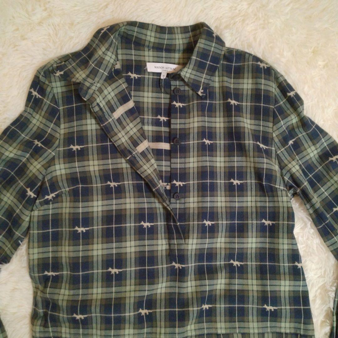 【未使用】Maison Kitsuné　プリーツ　格子柄　シャツワンピース