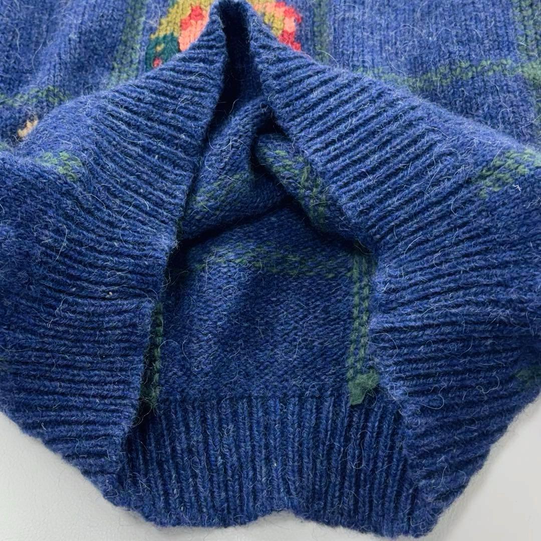 エルエルビーン 鳥柄ハーフジップショールカラーウールニット セーター 90s