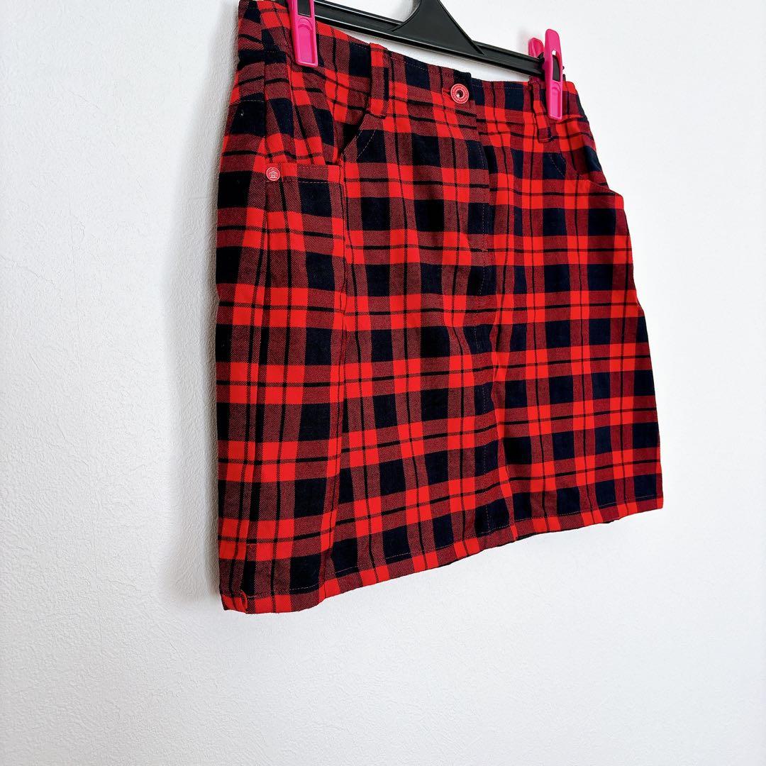 Munsingwear 赤と黒のチェック スカート 【11サイズ】　ゴルフウェア