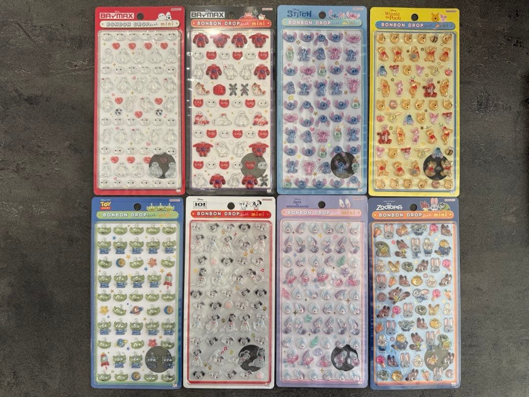 【正規品】ディズニーミニ　ボンボンドロップシール　8点セット