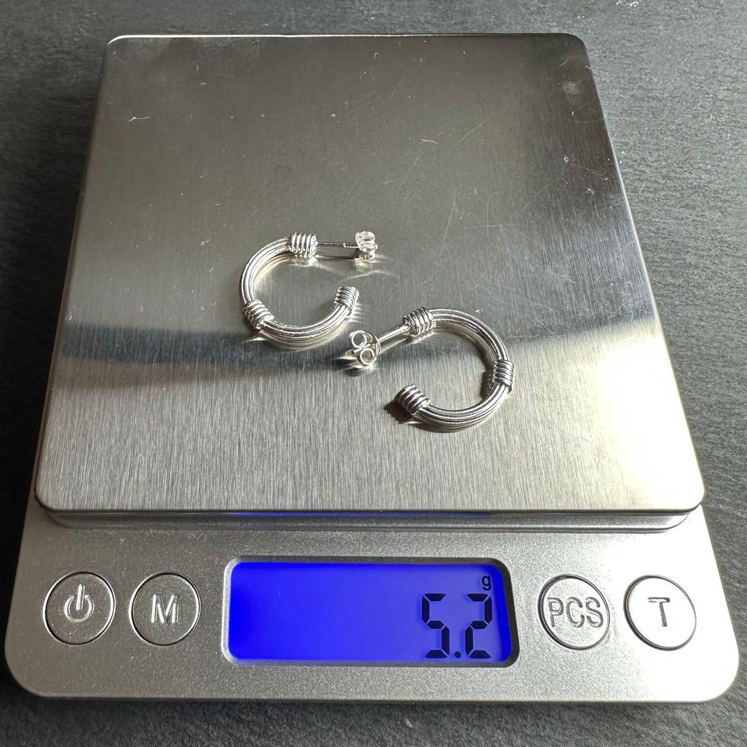 シルバー925 silver パイプモチーフフープピアス/軽研磨仕上げ