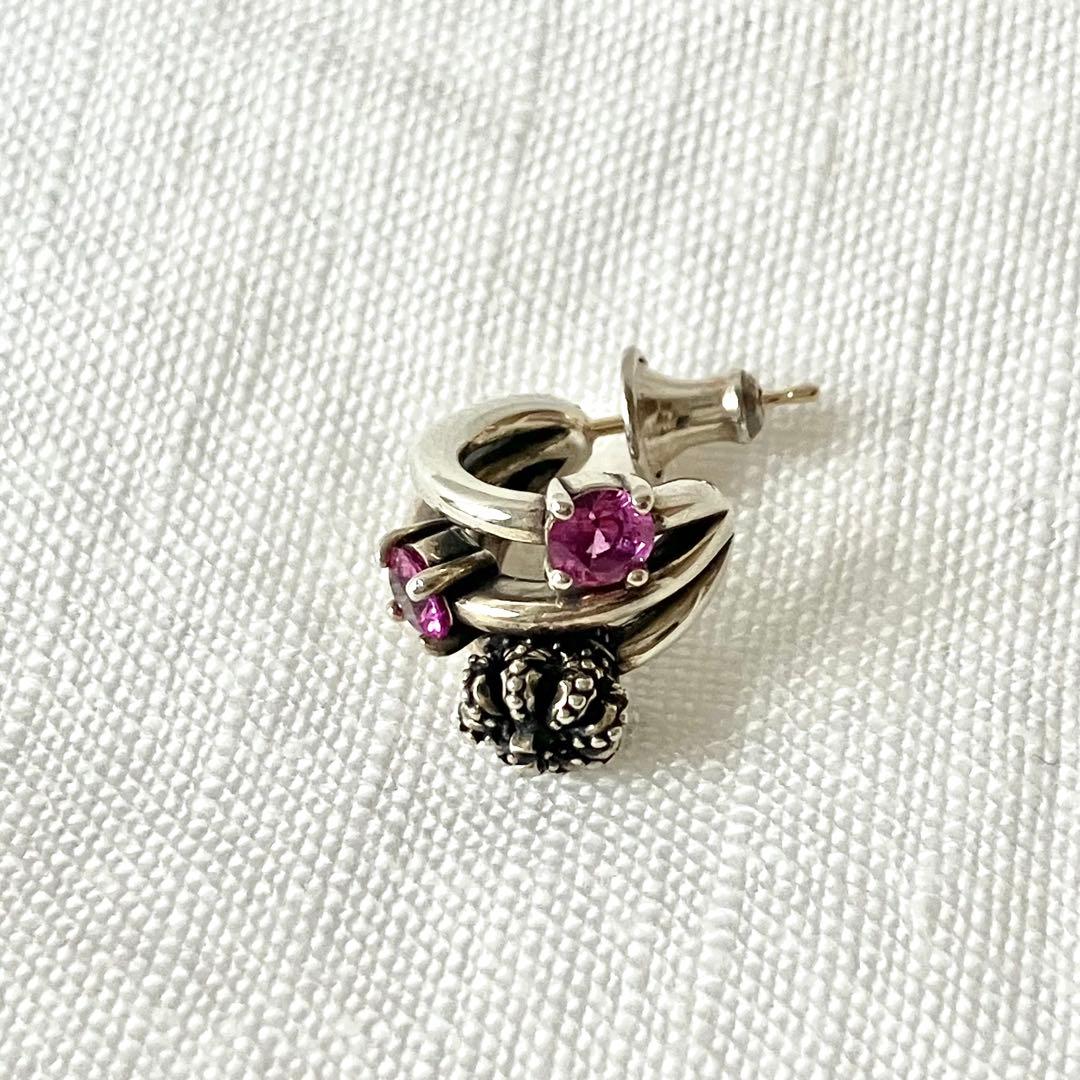 ジャスティンデイビス　ピンクストーン×クラウンピアス　片耳用