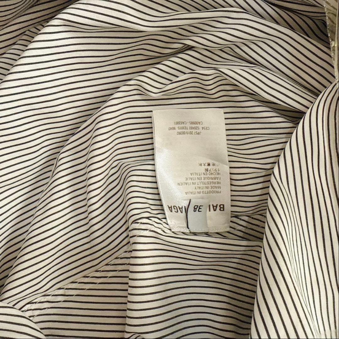 BALENCIAGAバレンシアガ リボンシャツ 背ロゴ ストライプシャツ38