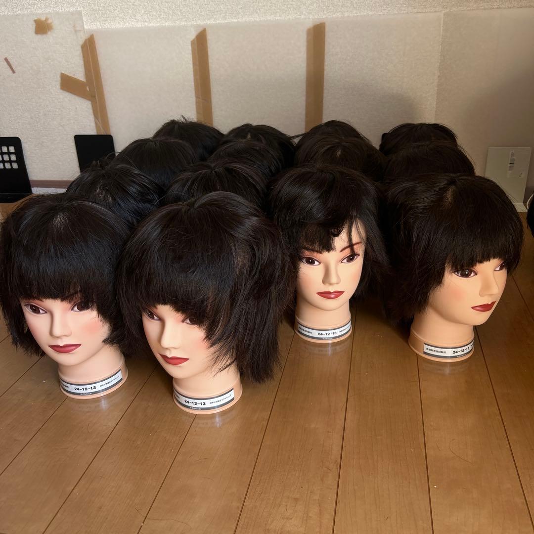 美容師国家試験用カット済みウィッグ16体