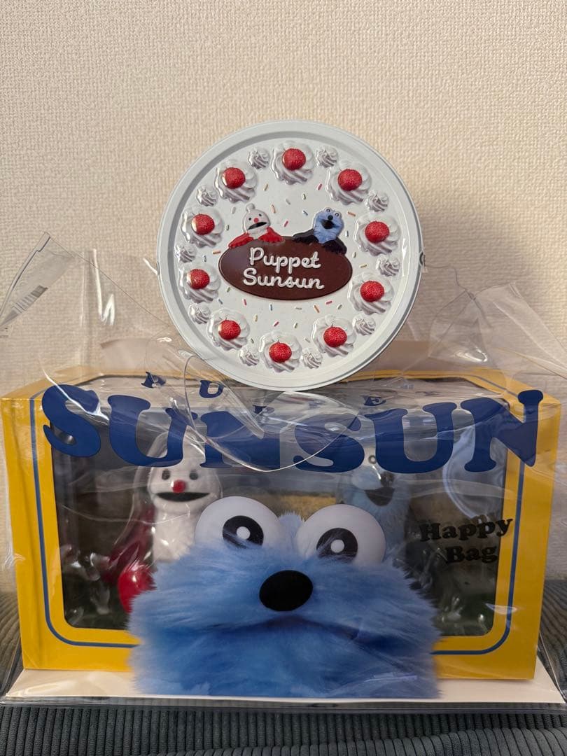 パペットスンスン　フィギュア　ハッピーバッグ　セブンイレブン+ケーキ缶