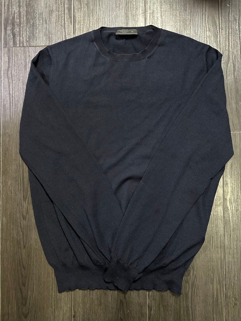 PRADA ハイゲージクルーネックニット ネイビー