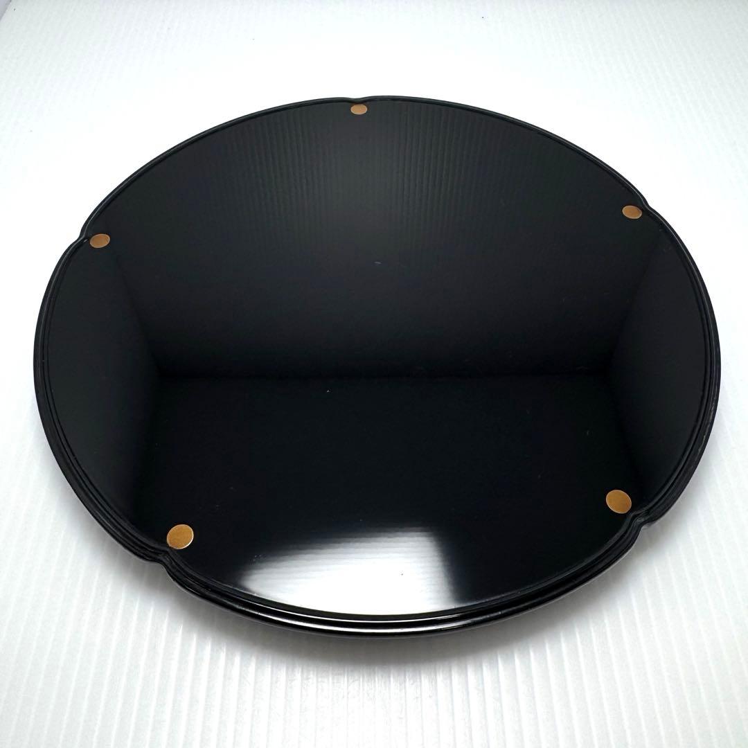 新品未使用 輪島塗 菓子器 盛器 円型 漆 漆器 小物置き 飾り 共箱 黒 金