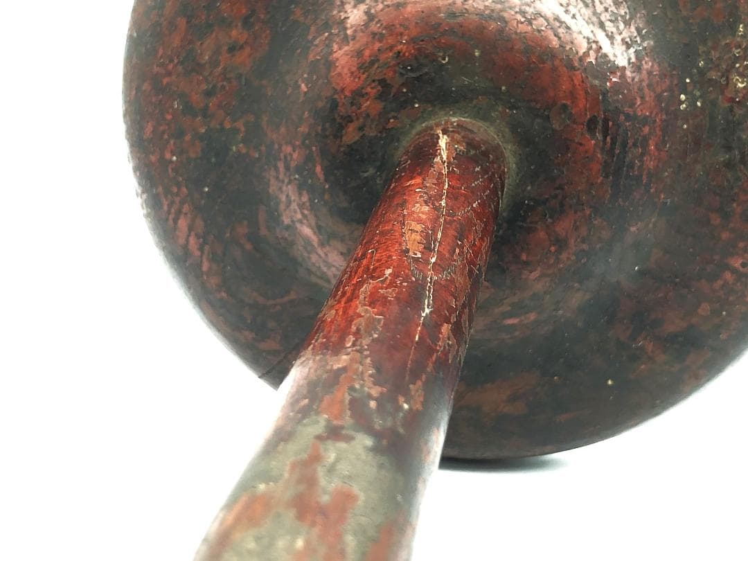 【 江戸期木製燭台 】　67.5ｃｍ　蝋燭残