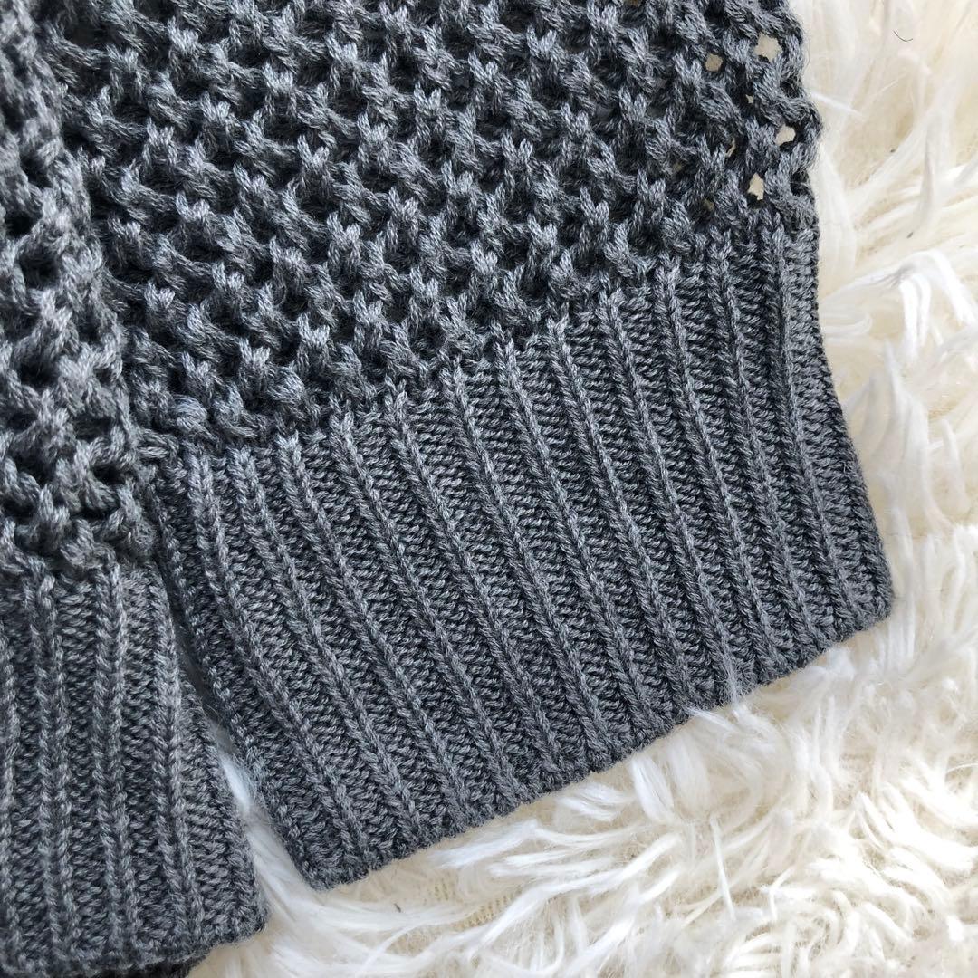 新品タグ付き★mizuiro ind メッシュVネックカーディガン　グレー