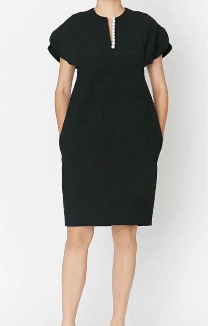 ♡極美品♡ ヨーコチャン　フレアスリーブパールドレス　ネイビー　21年製