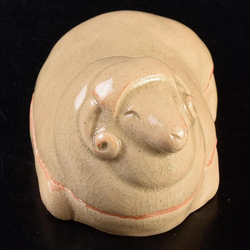 茶道具　萩焼　泥華窯造　十三代坂田泥華　羊香合　共箱　N　R7613