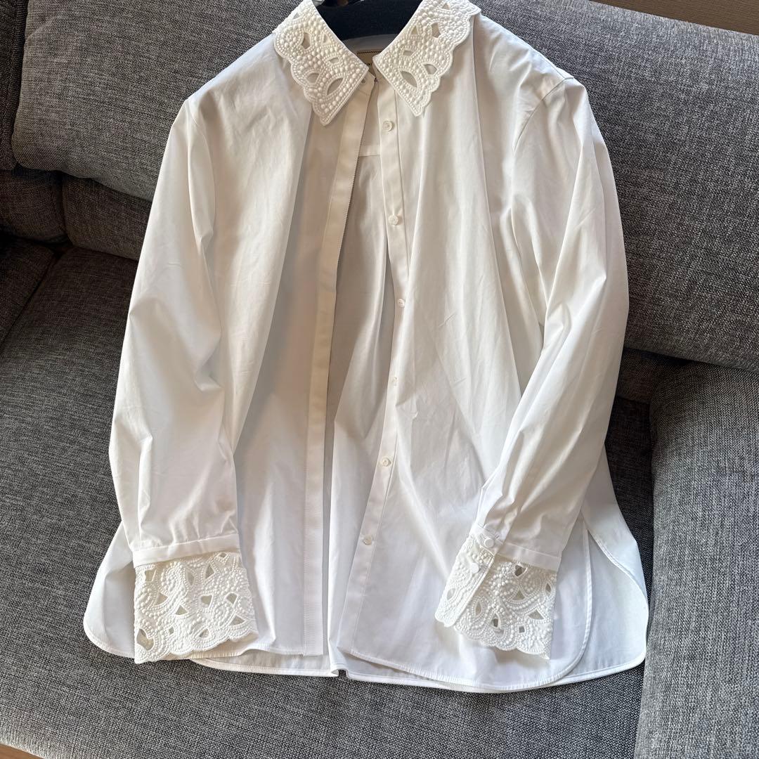 新品未使用♡ユナイテッドアローズ　レース付きホワイト長袖シャツ