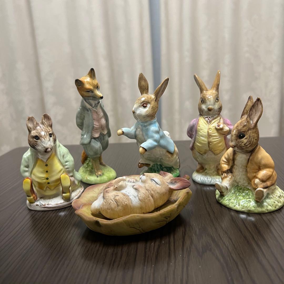 【英国製】ベスウィック ピーターラビット フィギュリン 6体セット 陶器 置物