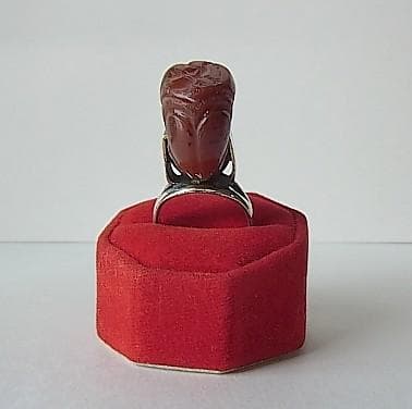 ★Q2402★13号 シルバー銀リング (A56) 古代　瑪瑙　印章　指輪