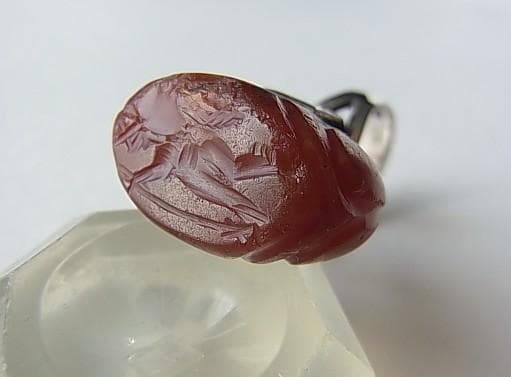 ★Q2402★13号 シルバー銀リング (A56) 古代　瑪瑙　印章　指輪