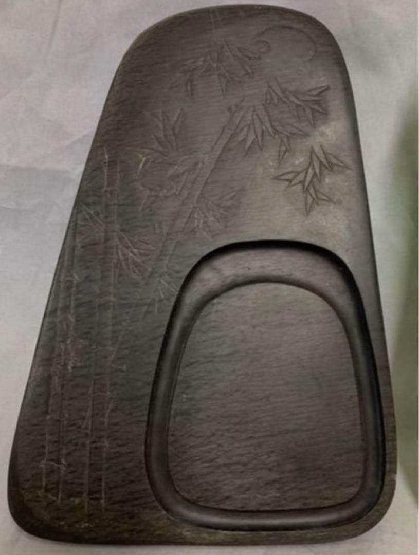 清時代　書道家 旧咸品 老坑•旧水坑/歙州 硯/長眉子紋硯/ [極上品]