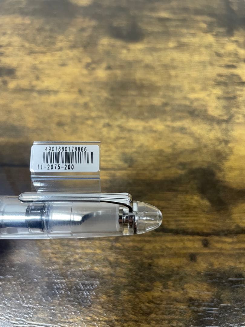 未使用　タグ付　透明軸　21金　字幅F　万年筆　銀　備品あり　デモンストレーター