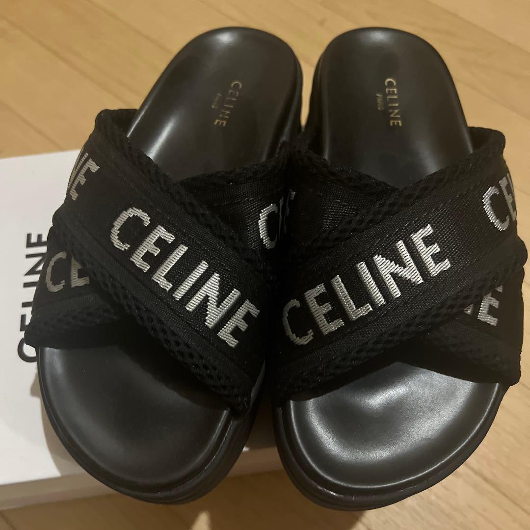 CELINE ブラック プラットフォームサンダル