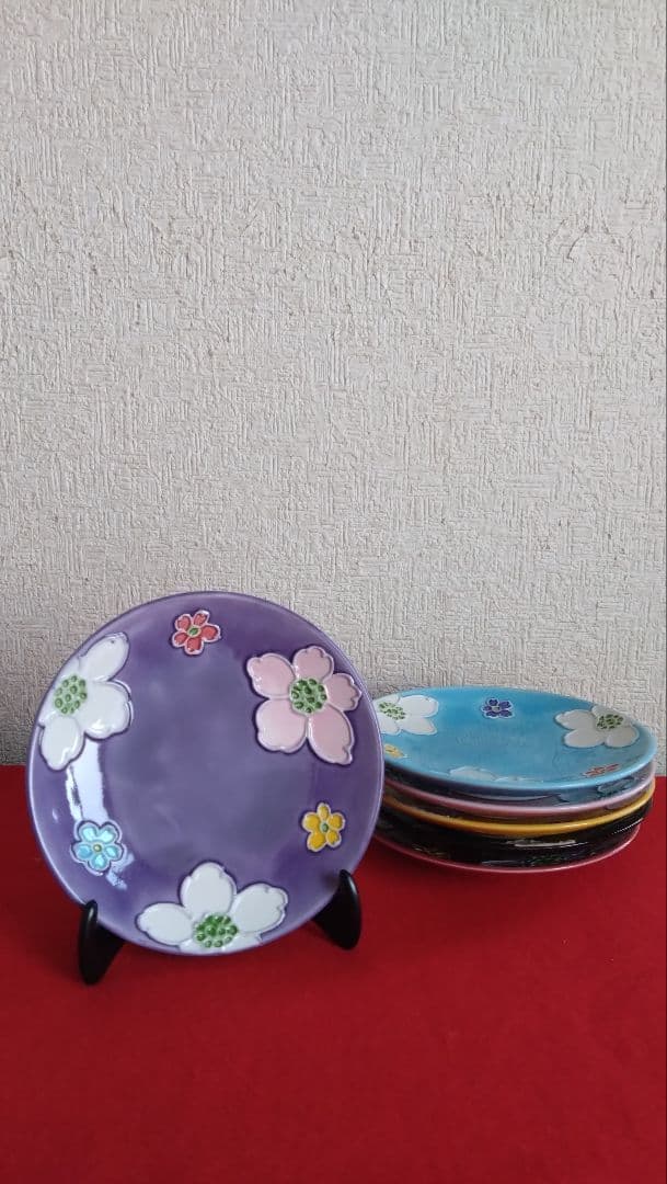 昇峰　京焼　清水焼　交趾　いっちん　皿　小皿セット