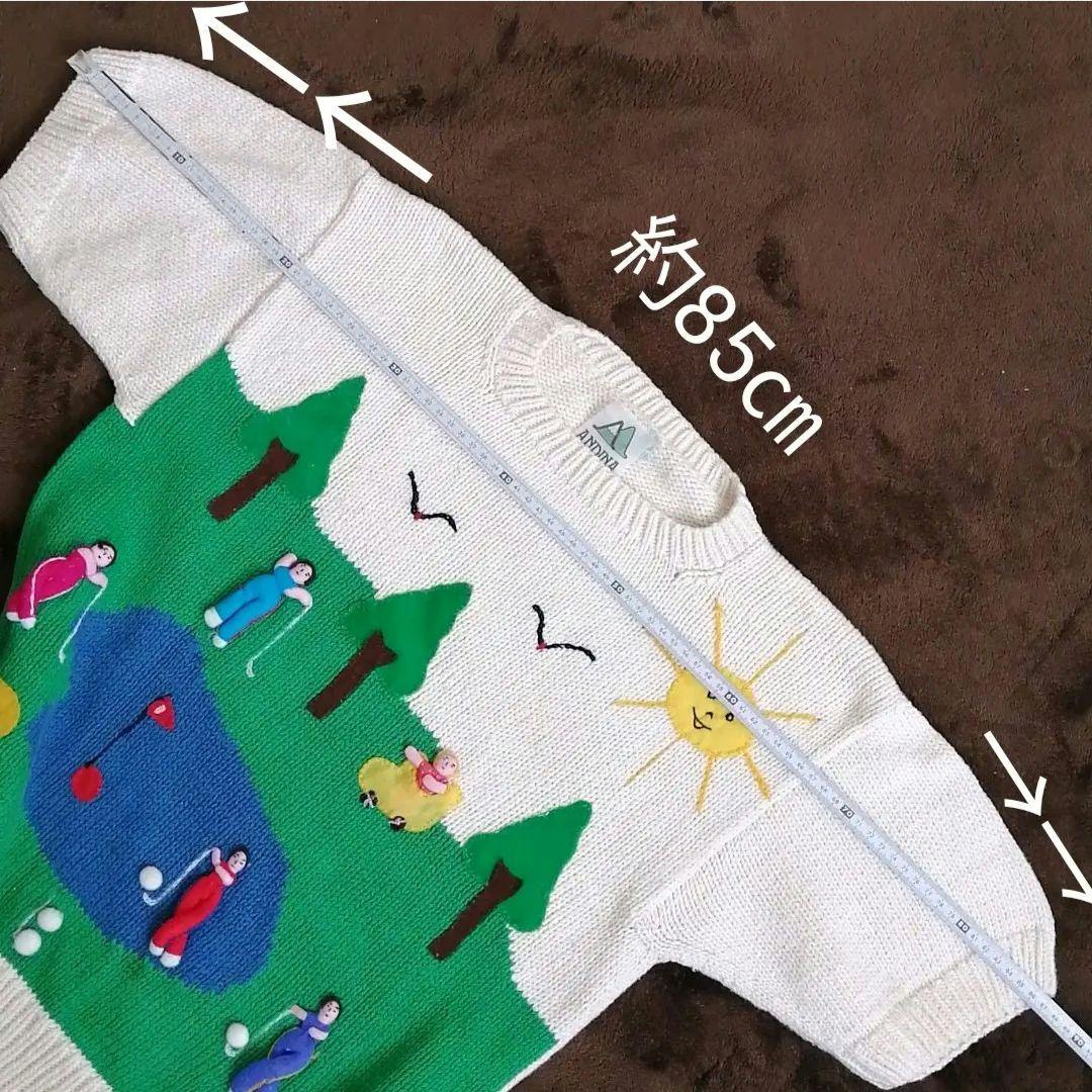 綿100%　半袖セーター　アップリケ、刺繍付き　GOLF　ゴルフ