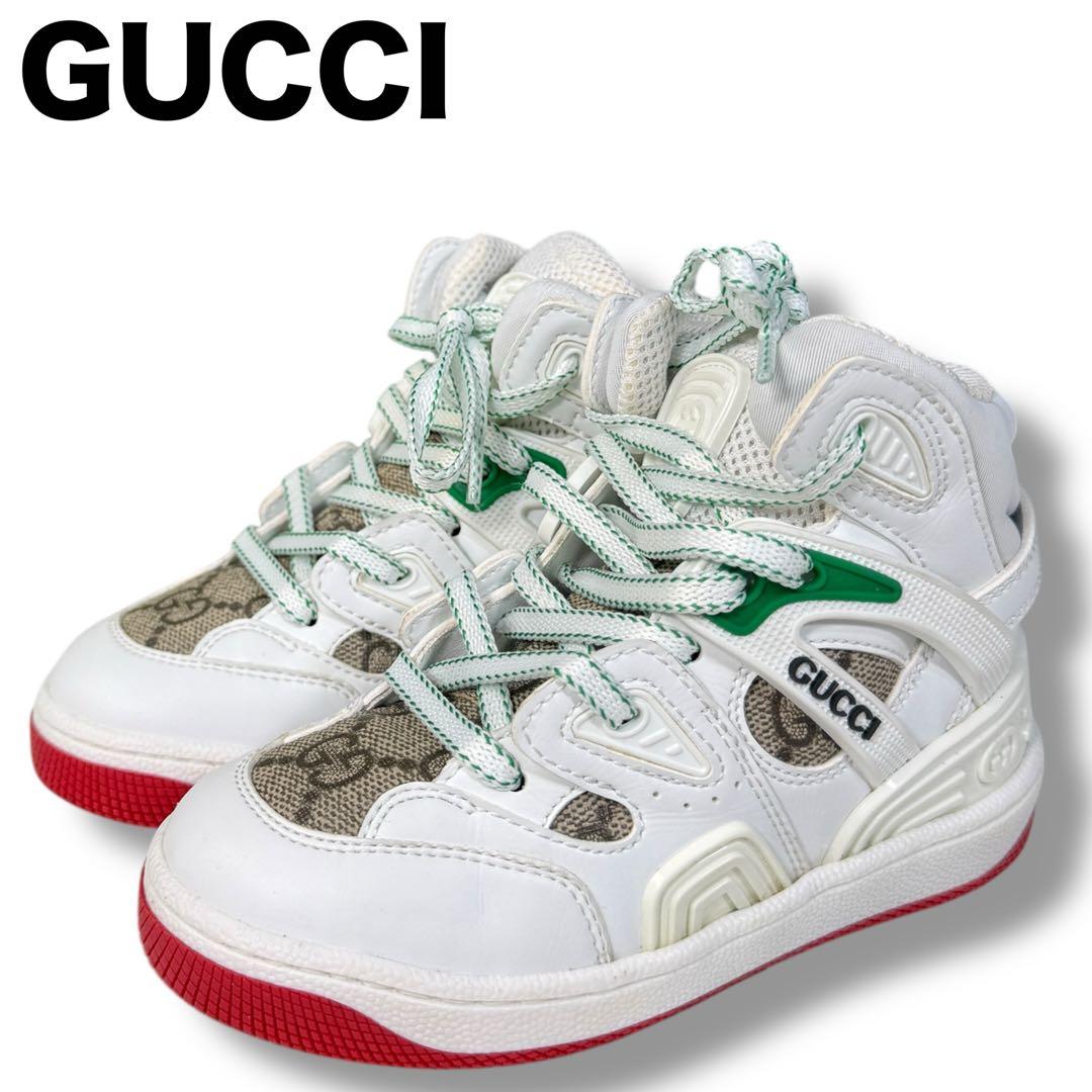 新品未使用 GUCCI BASKET GGスプリーム レザー キッズ スニーカー