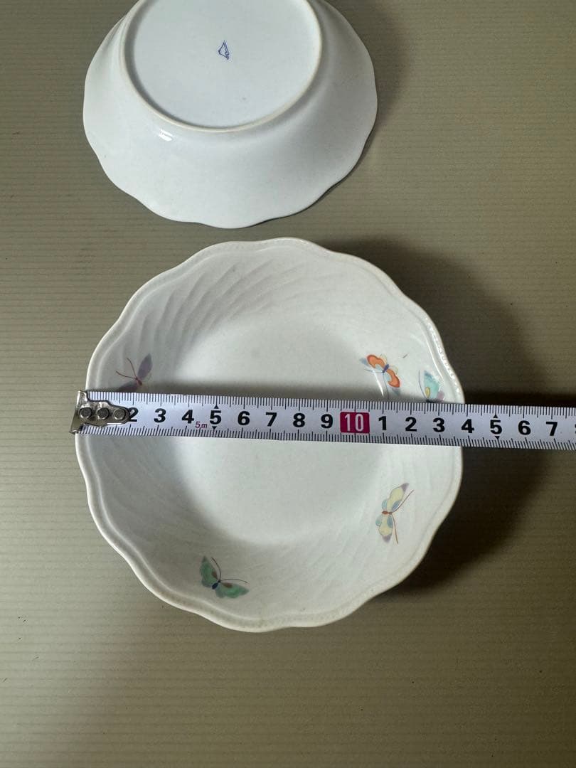 2143 深川製磁　蝶文　皿3客　鉢3客
