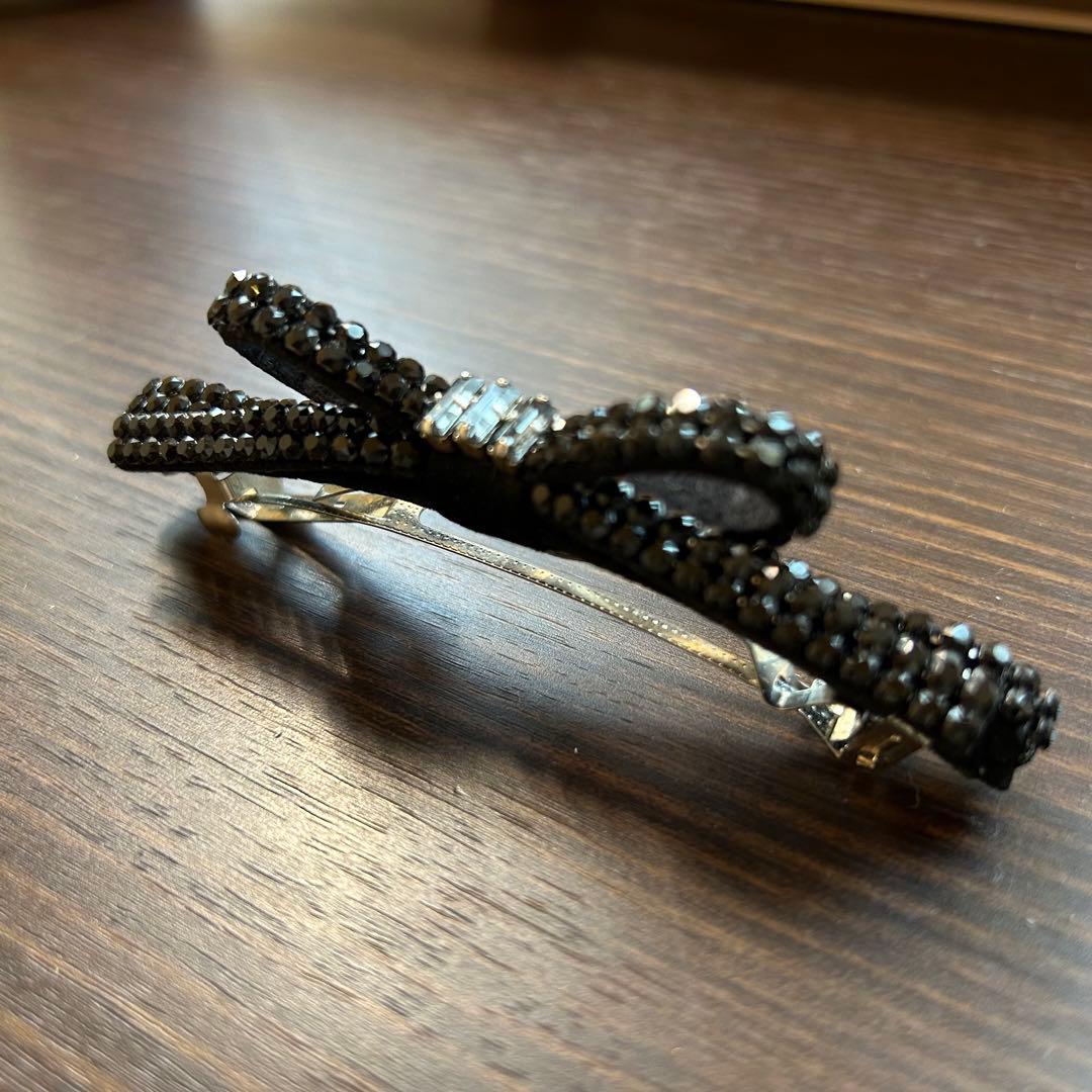 コンプレックスビズ☆ クリスタルメッシュバゲット スリムバレッタ(ブラック)