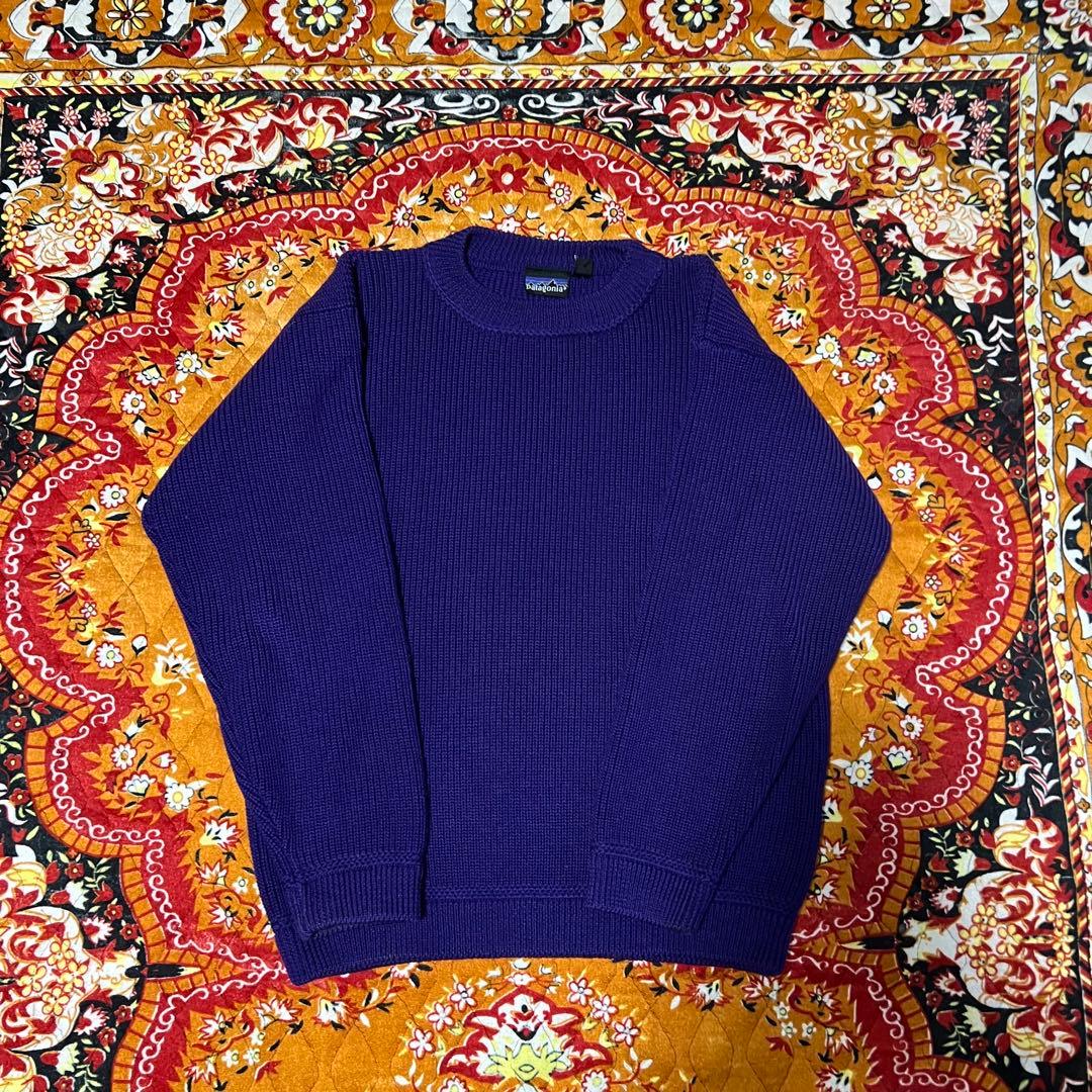 wool100％ 90's Patagonia 紫色 リブ編み セーター