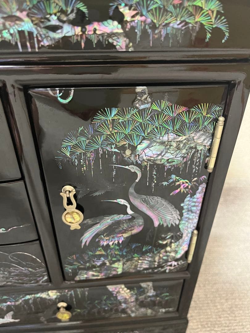 【韓国　螺鈿細工】伝統民芸品　ジュエリーボックス　青貝象嵌細工　アンティーク