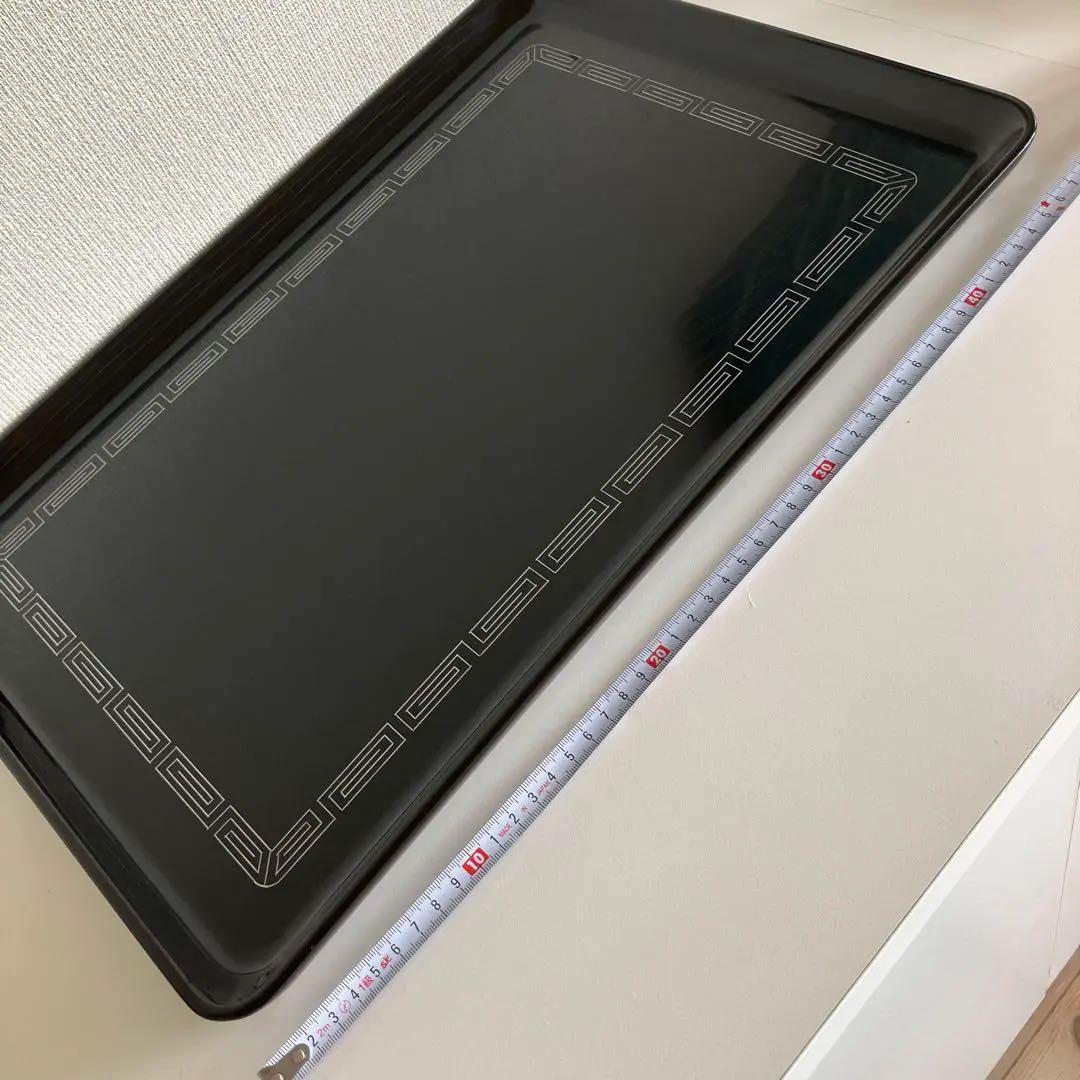 輪島塗　漆器　角盆と茶托5枚　雷紋