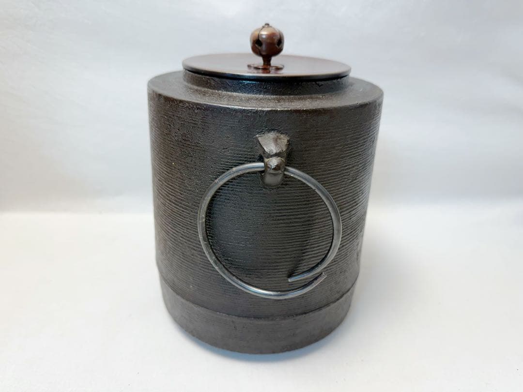 未使用 茶道具 桑 置炉 炉 置炉用炭型電熱器 釜師閑浄造 筒釜3点セット共箱