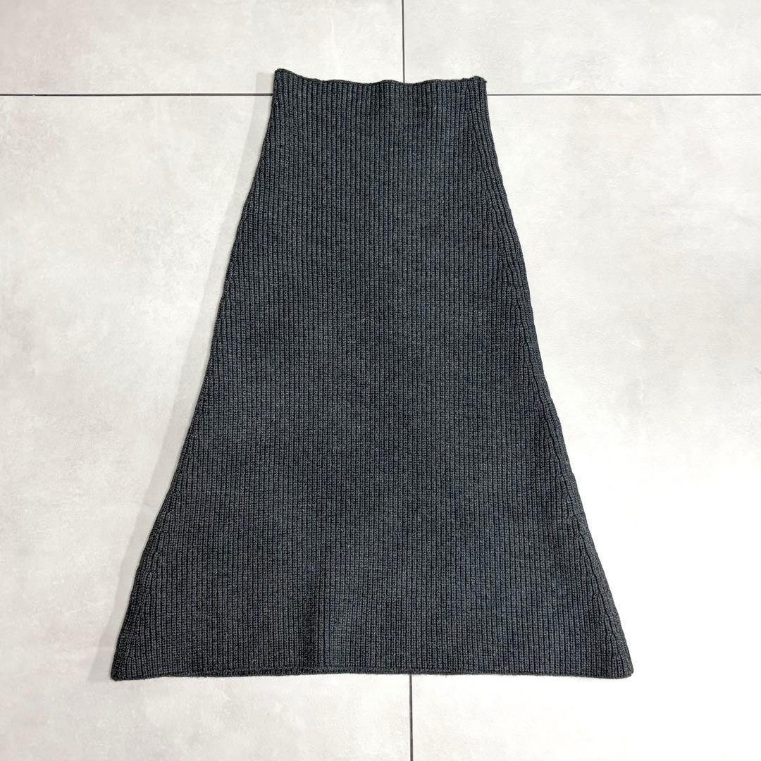 未使用級✨AP STUDIO　2024　リブニットケープ　グレー　カシミヤ混