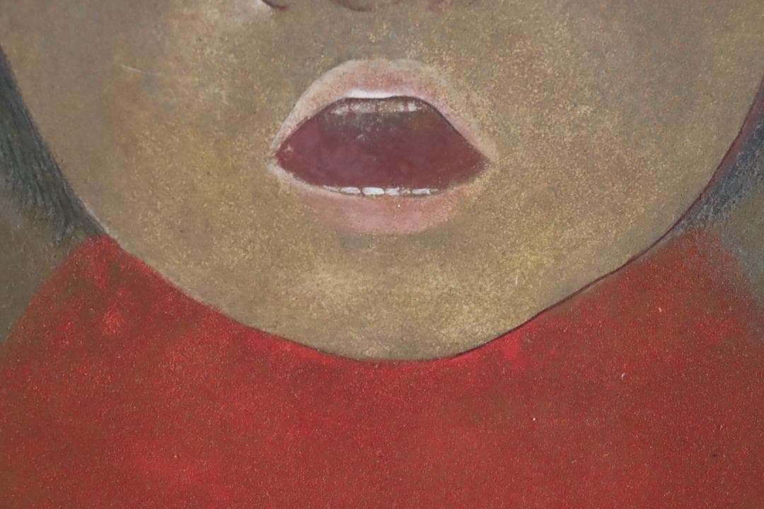 真作保証 堀泰明 「童暦」 日本画10号 共シール タトウ箱付 日展人気作家