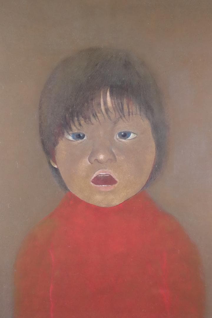 真作保証 堀泰明 「童暦」 日本画10号 共シール タトウ箱付 日展人気作家