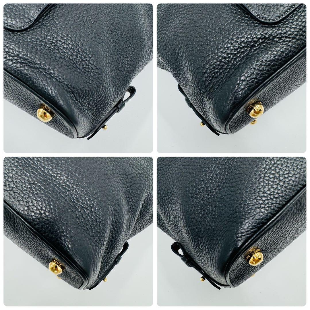 ロエベ メイ36 レザー シボ革 トートバッグ ショルダー ビジネス A4可 黒