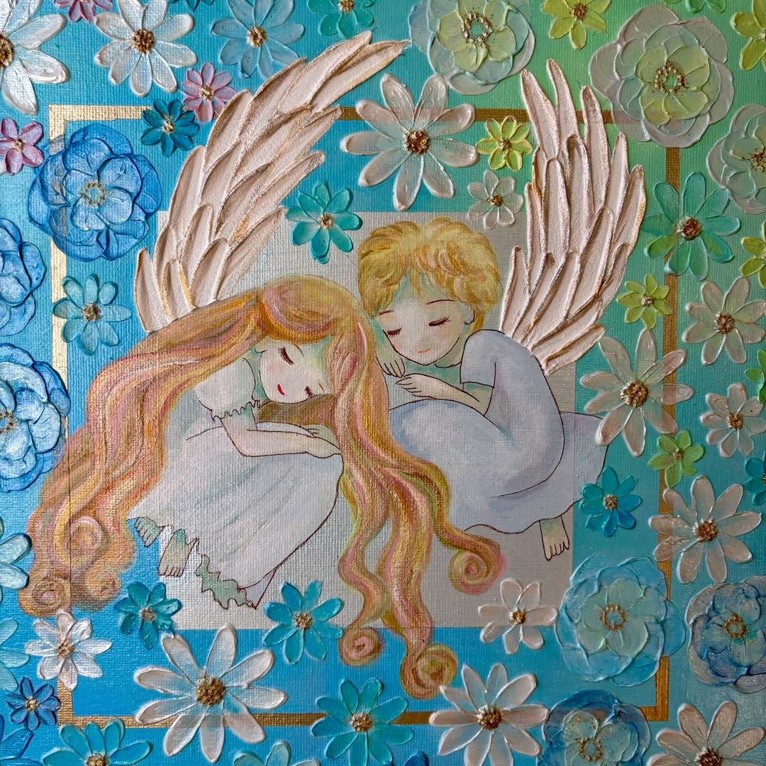 天使の安らぎ 原画｜テクスチャーアート・癒しのインテリア絵画 30cmスクエア