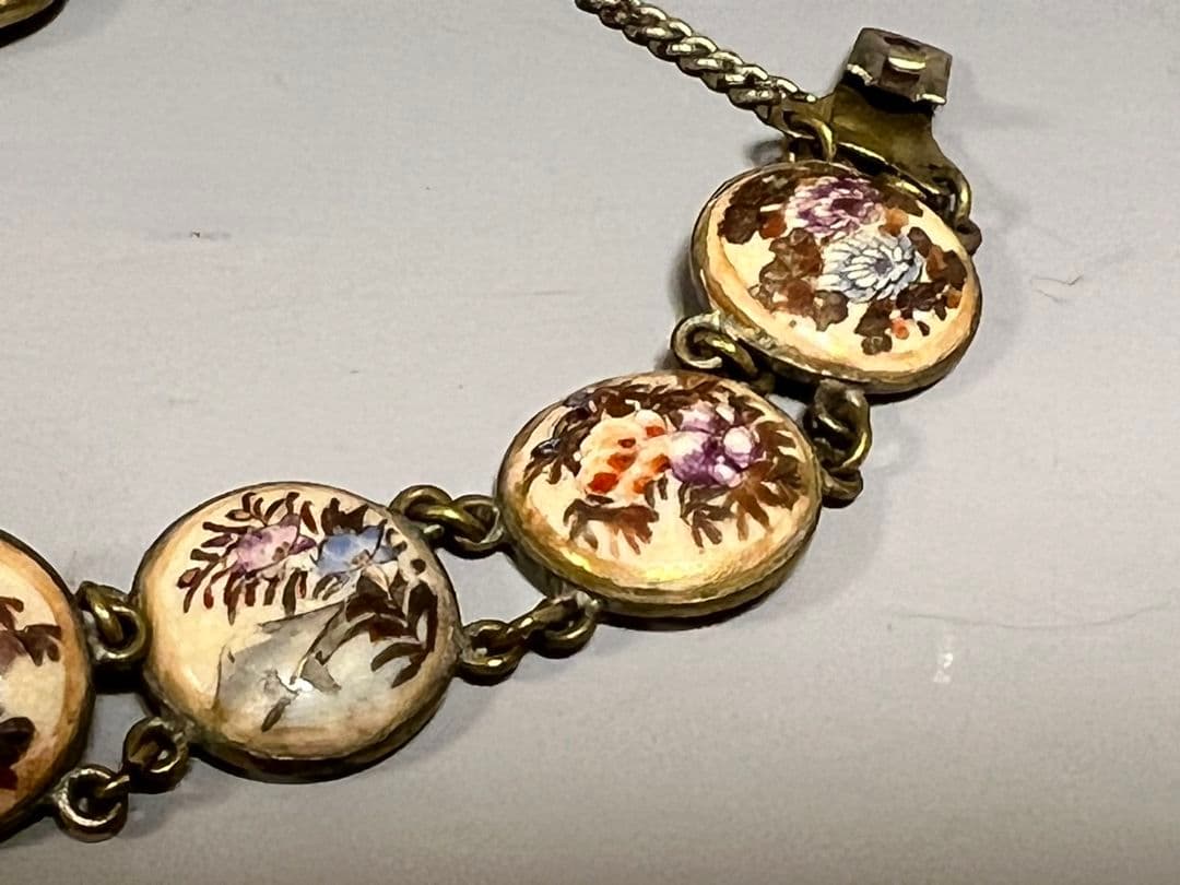 アンティークブレスレット　京都　薩摩焼花鳥文ブレスレット《明治大正期》里帰り