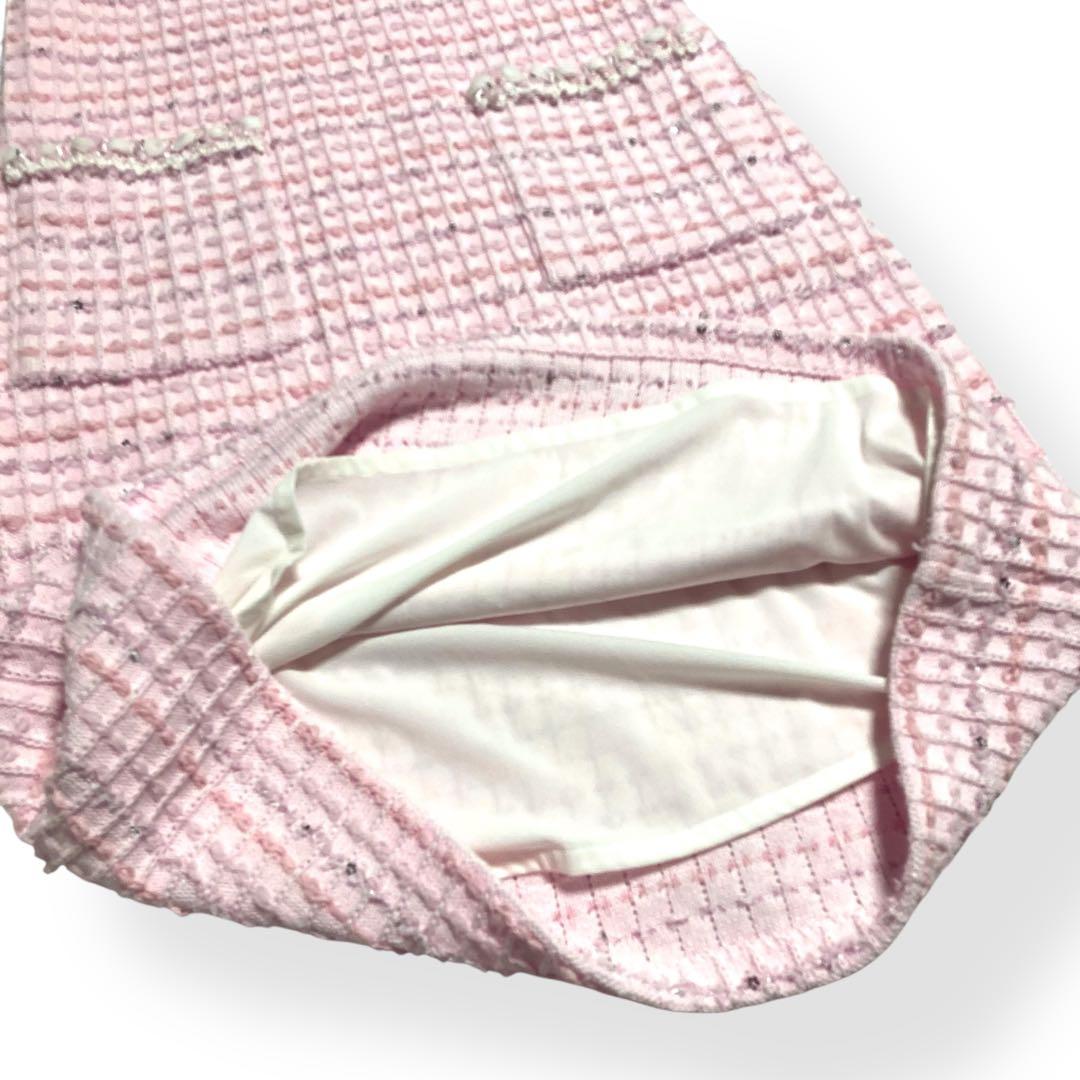 25SS★Rene ルネ コットンツイード ノースリーブワンピース スパンコール