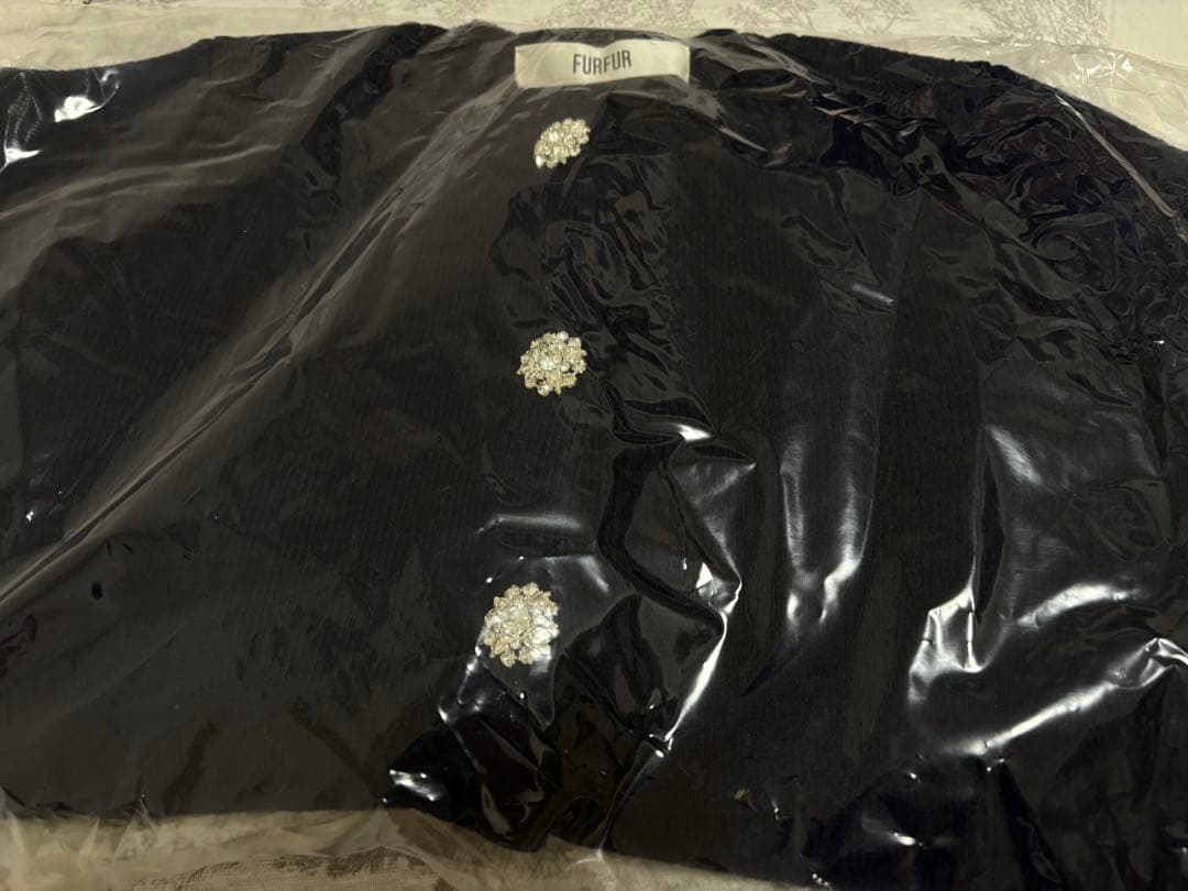 FURFUR フリル付きネイビー長袖カーディガン