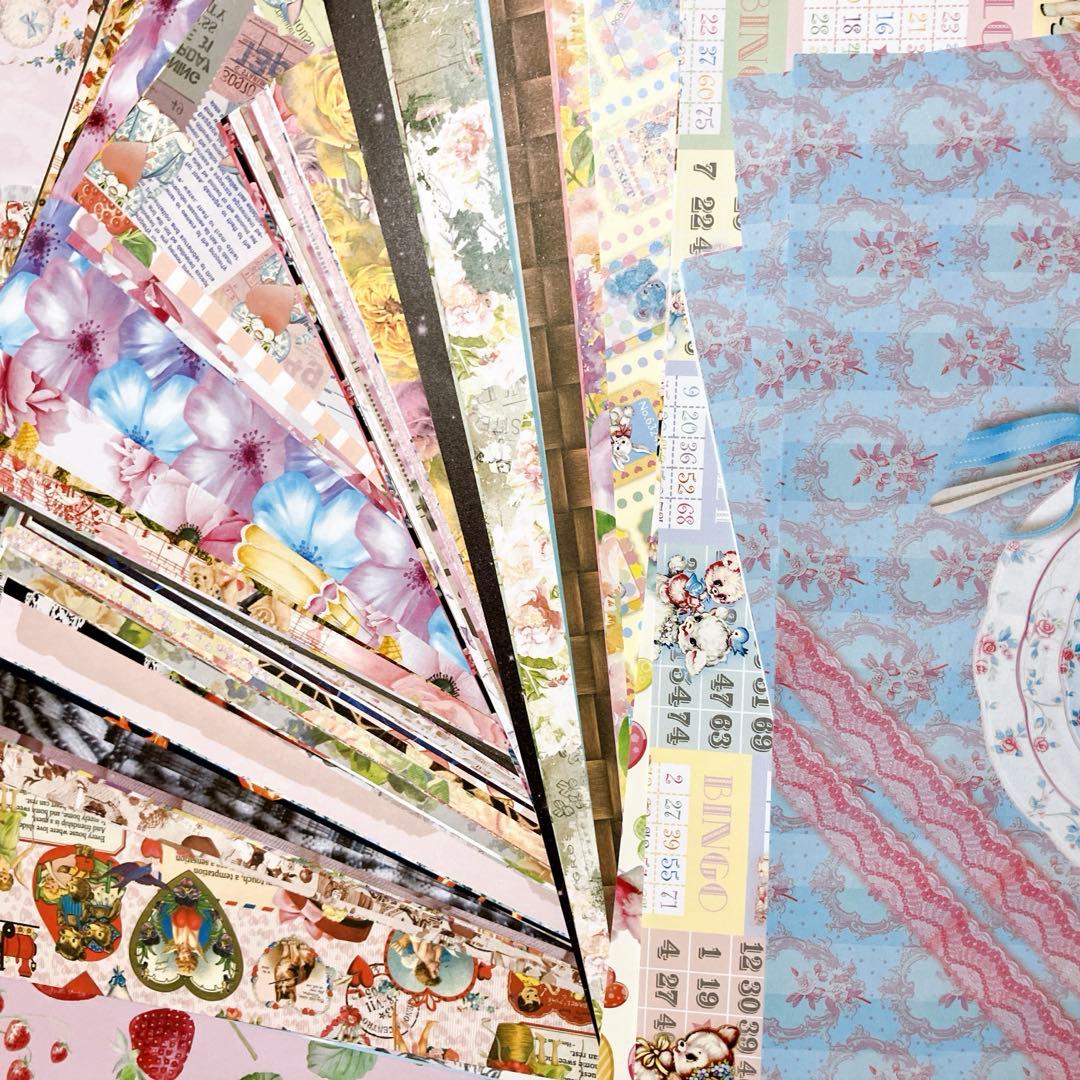 【80サイズ】デザぺ紙もの大量詰め合わせコラージュ素材 メモ シール