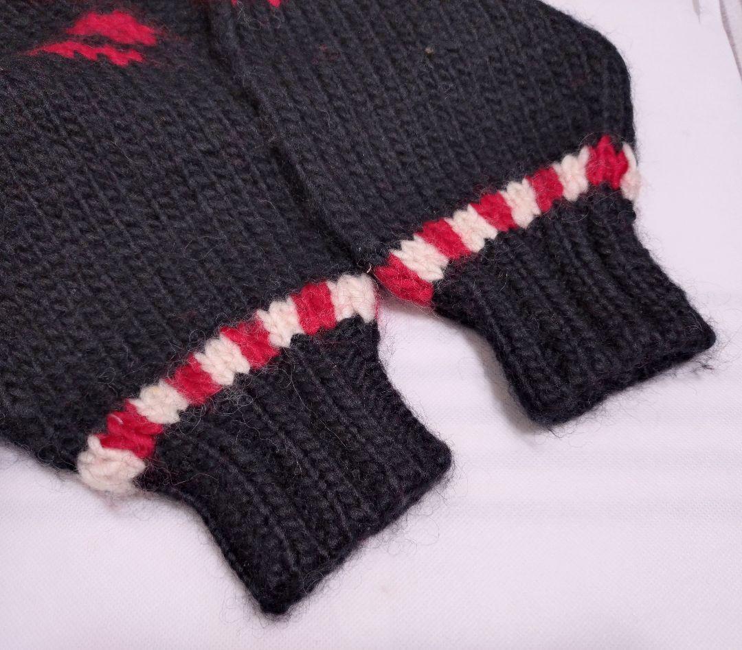 【Lサイズ】FIRST DOWN カウチンニット 黒　カウボーイ柄