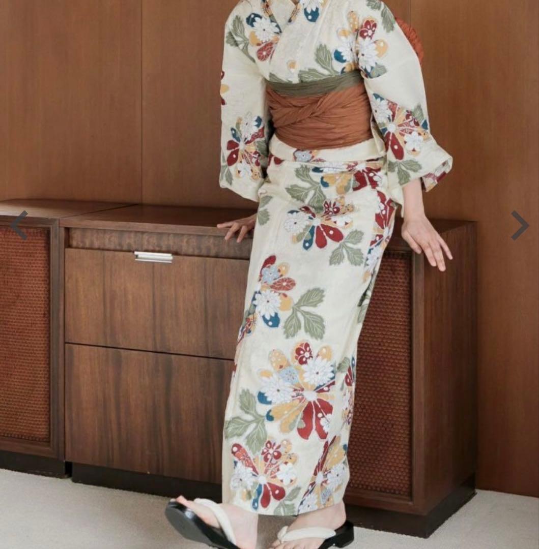 Dita浴衣古典菊　浴衣5点セット(ゆかた・帯・下駄・着付けマニュアル・腰ひも)